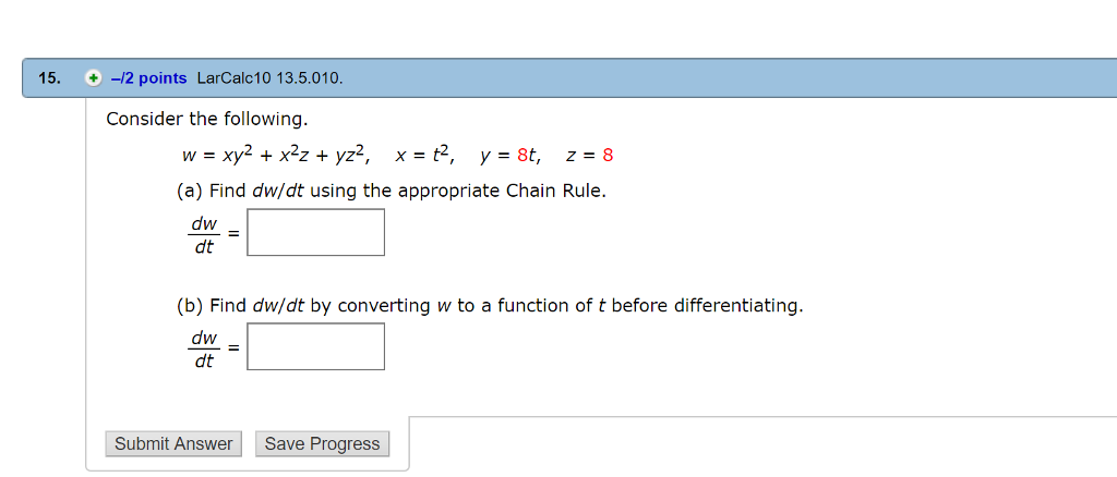 Solved 15. -12 points LarCalc10 13.5.010 Consider the | Chegg.com