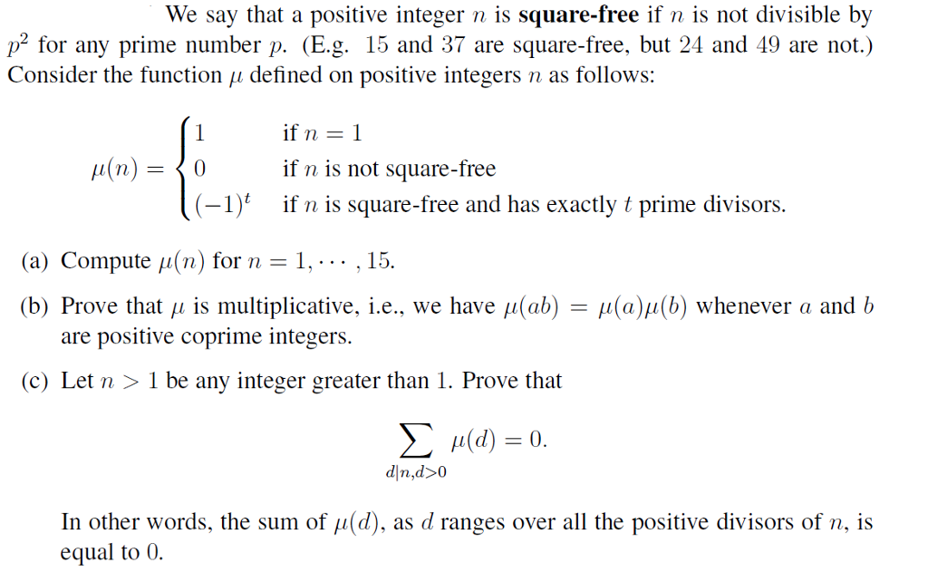 Solved We say that a positive integer n is square-free if n