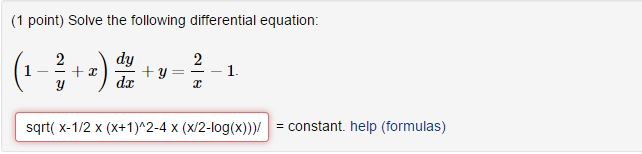 Solved Solve the following differential equation: (1 - 2/y | Chegg.com