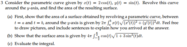 Solved Consider the parametric curve given by x(t) = 2 | Chegg.com
