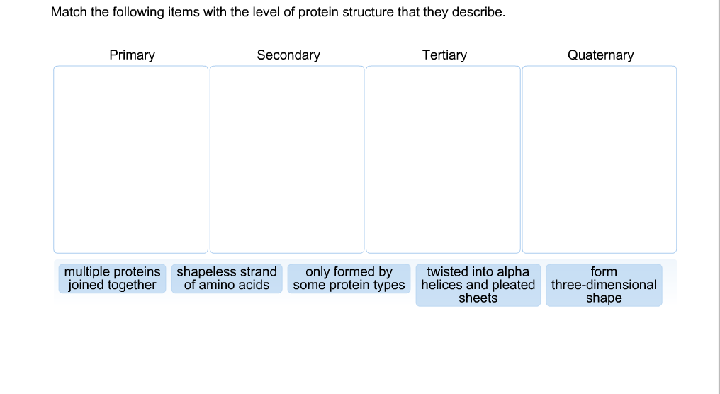 Solved Match the following items with the level of protein | Chegg.com