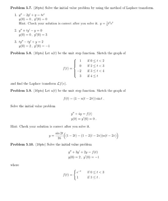 Solved Solve the initial value problem by using the method | Chegg.com