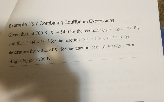Solved Example 13.7 Combining Equilibrium Expressions Given | Chegg.com