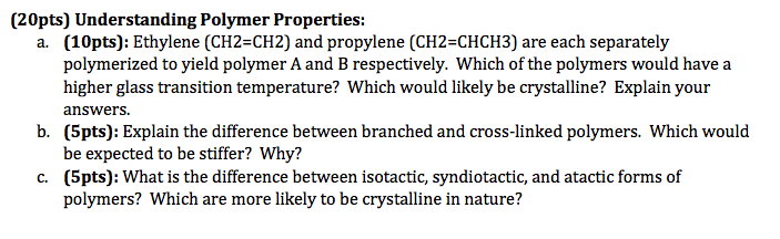 Solved Ethylene (CH2=CH2] and propylene (CH2=CHCH3) are each | Chegg.com