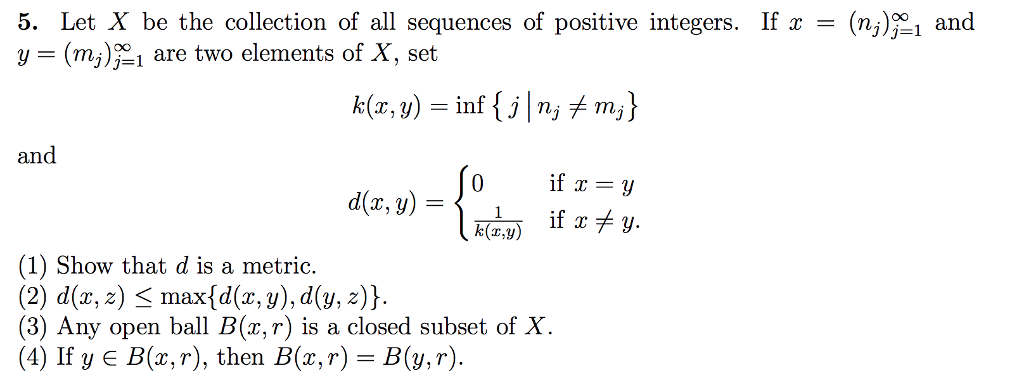 Solved (n; 5. Let X be the collection of all sequences of | Chegg.com