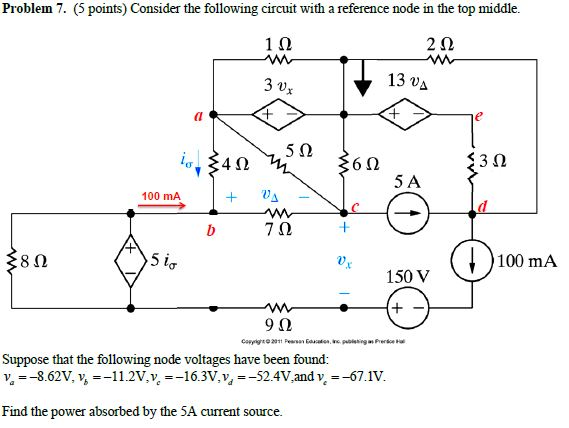 Solved Consider the following circuit with a reference node | Chegg.com