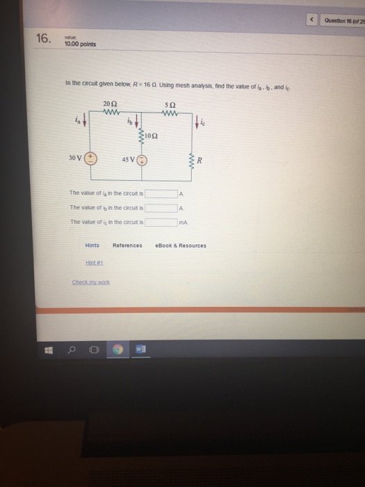 Solved In the circuit given below. R = 16 ohm. using mesh | Chegg.com