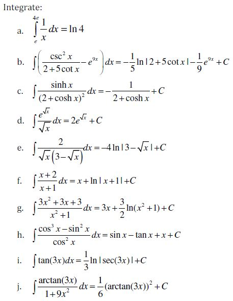 Solved Integrate: dr In 4 a. In 12- 5 cotx 2- 5 cotx r sinh | Chegg.com