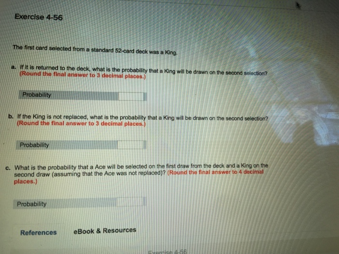 Solved The first card selected from a standard 52card deck