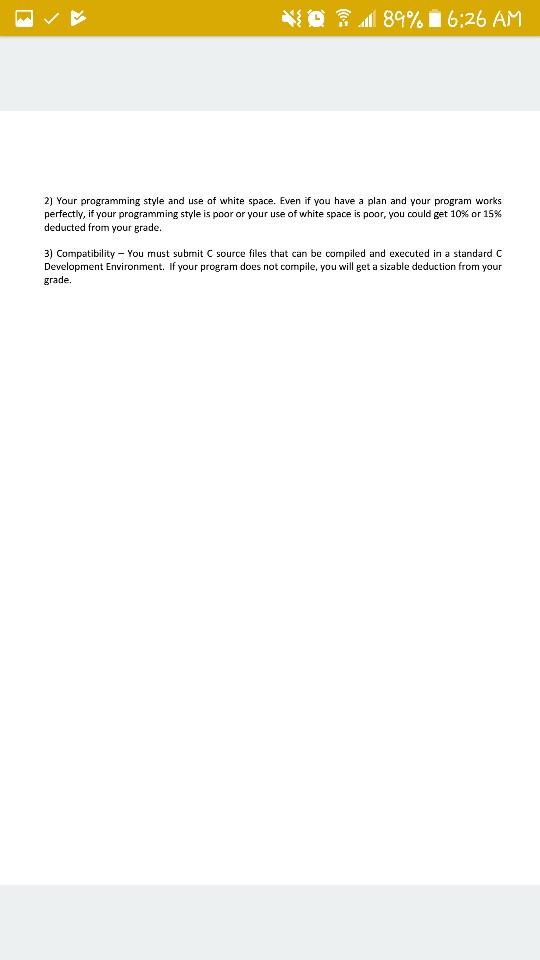 Solved 簝令411 89% 6:26 AM Assignment #5 Introduction to C | Chegg.com
