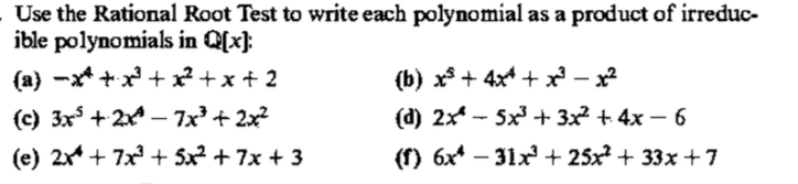 Solved Use the Rational Root Test to write each polynomial | Chegg.com