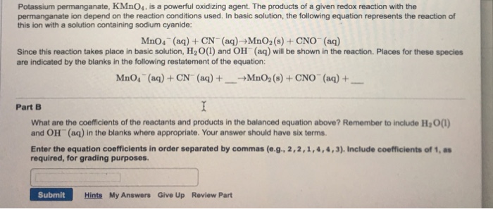 Solved Potassium Permanganate Kmno 4 Is A Powerful