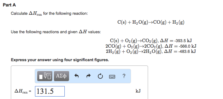 Solved Calculate delta Hrxn for the following reaction: C(s) | Chegg.com