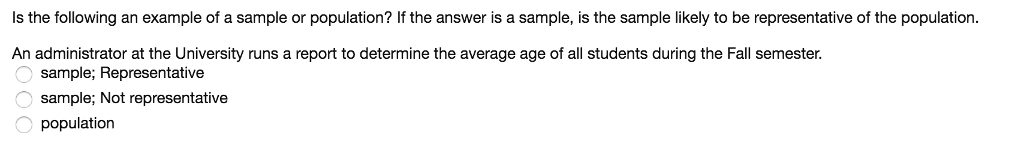 Solved Is the following an example of a sample or | Chegg.com