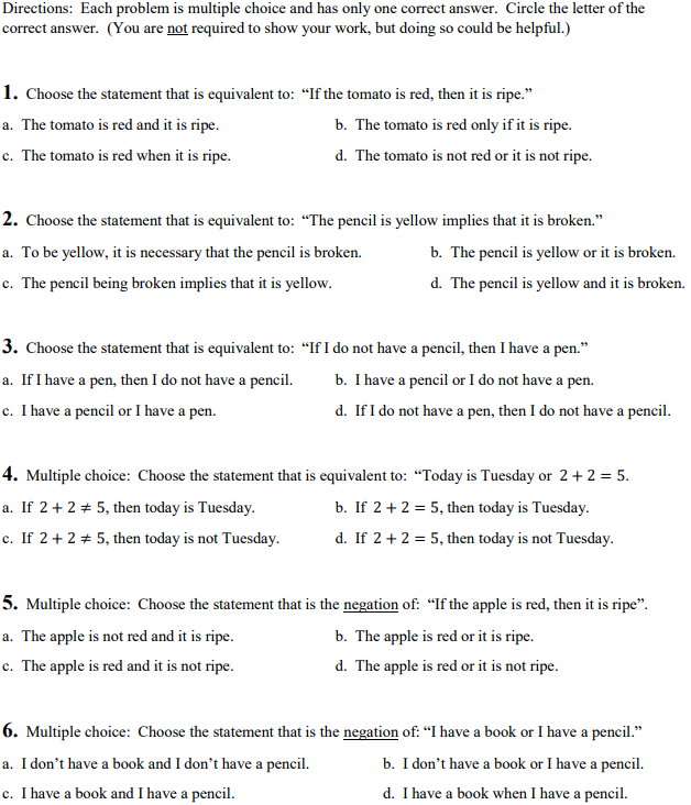 Solved Directions: Each Problem Is Multiple Choice And Has | Chegg.com