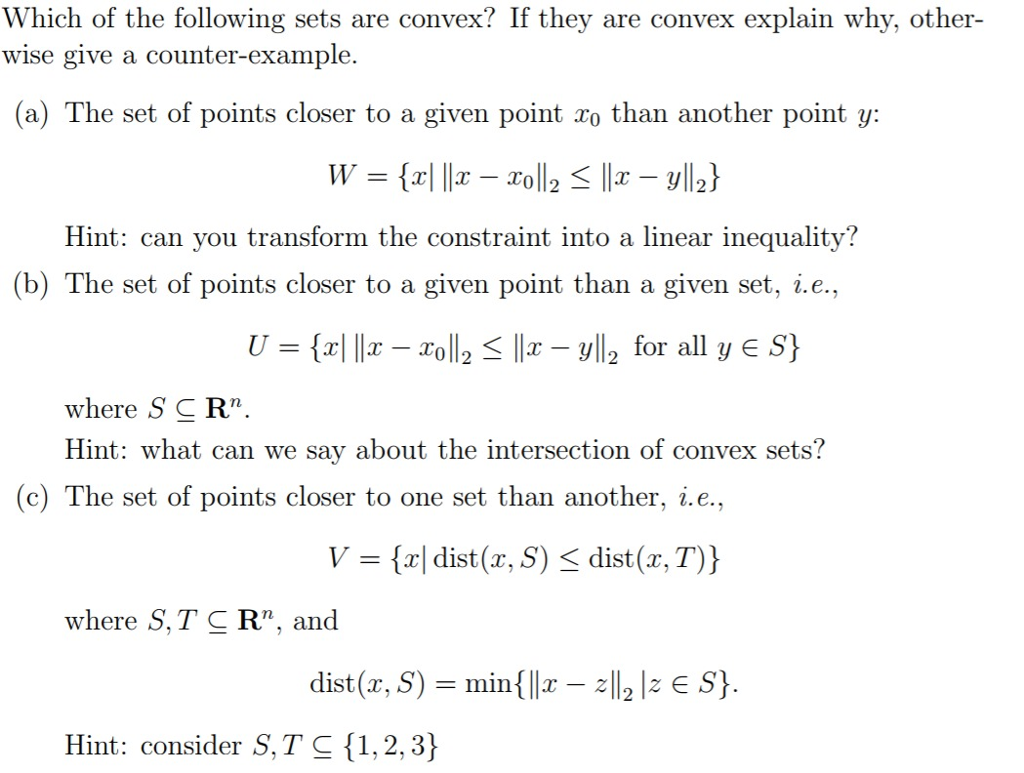Which of the following sets are convex? If they are | Chegg.com