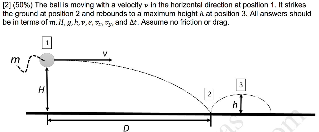 Solved [2] (50%) The ball is moving with a velocity v in the | Chegg.com