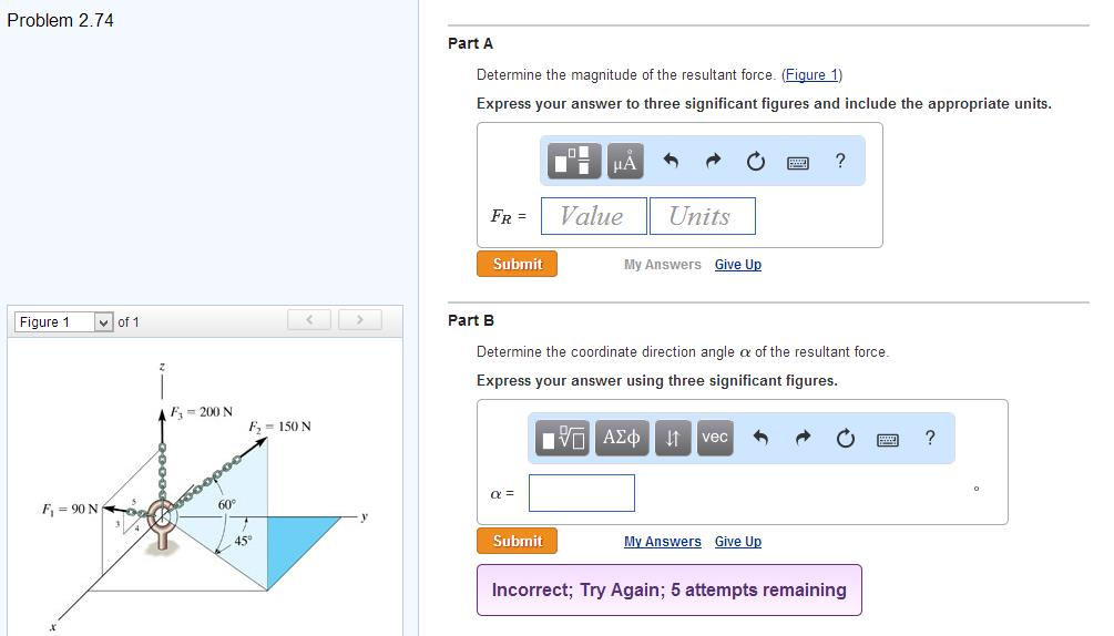 Solved Problem 2.74 Part A Determine the magnitude of the | Chegg.com