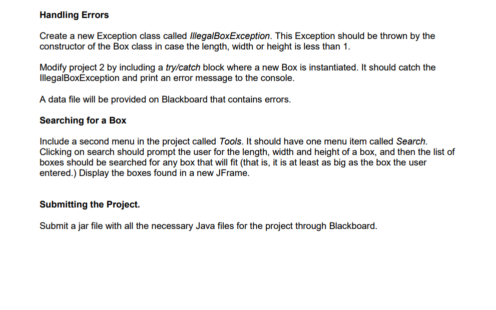 Solved Handling Errors Create a new Exception class called | Chegg.com