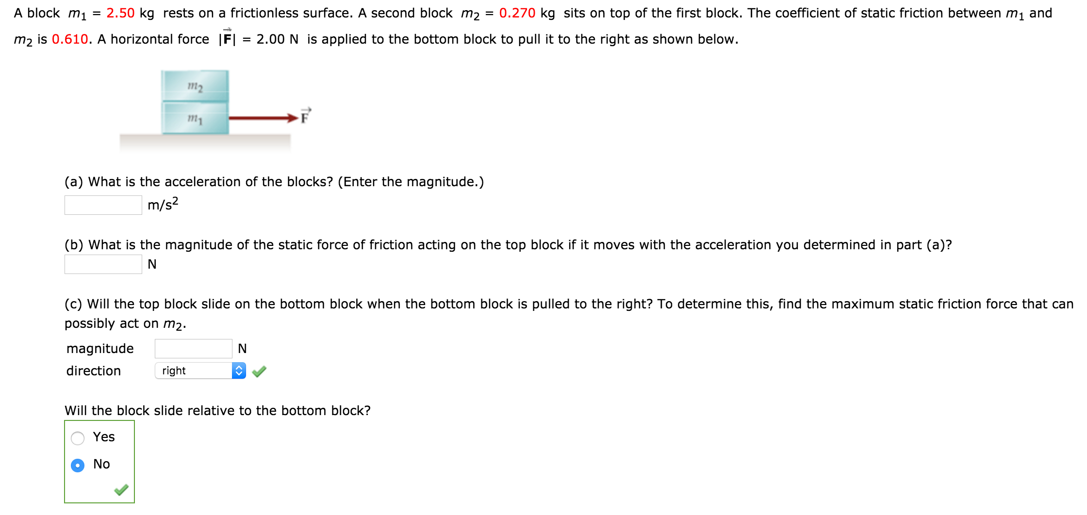 Solved A block m1 = 2.50 kg rests on a frictionless surface. | Chegg.com