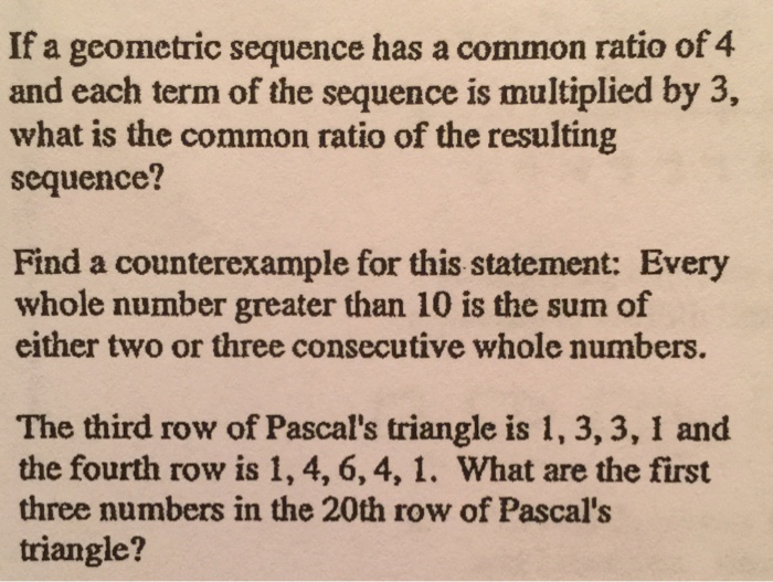Solved If A Geometric Sequence Has A Common Ratio Of 4 And Chegg