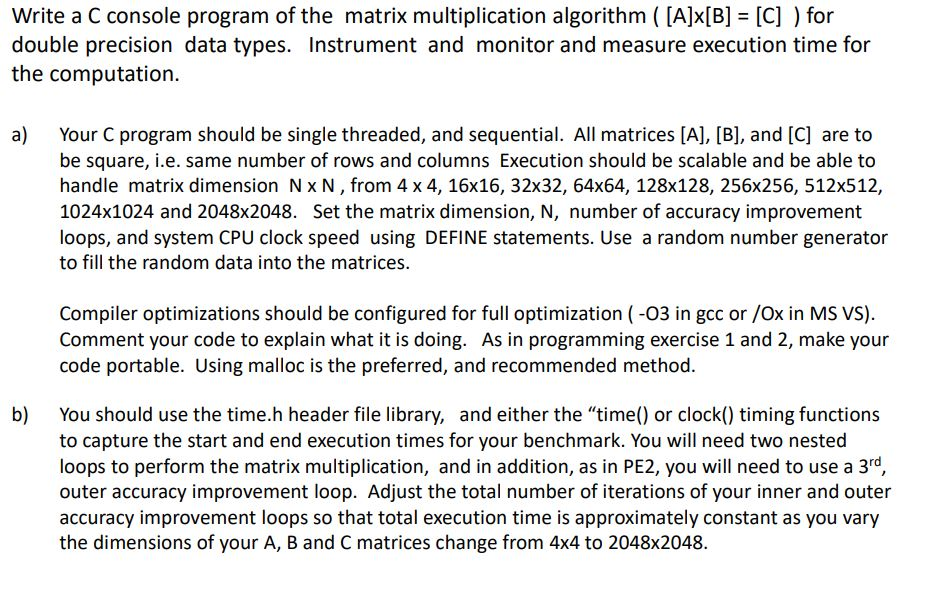 Solved Write a C console program of the matrix | Chegg.com