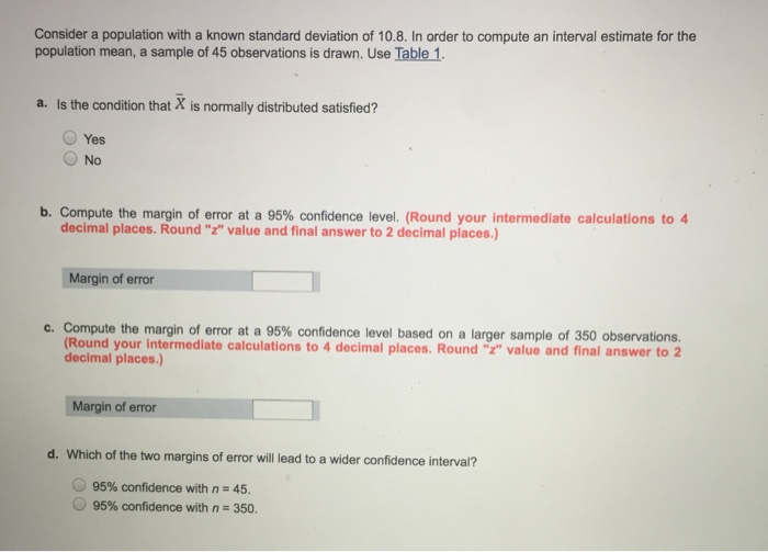 Solved Consider a population with a known standard deviation | Chegg.com