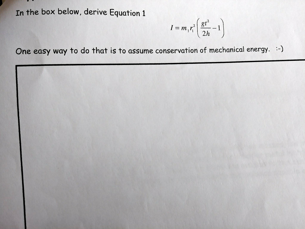 Solved In The Box Below Derive Equation 1 1 M I One Chegg Solved In The Box Below Derive Equation 1 1 M I One Chegg