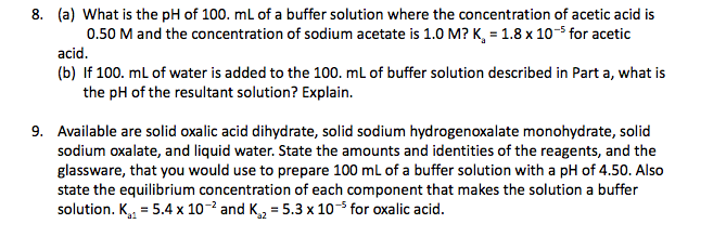 Solved (a) What is the pH of 100. mL of a buffer solution | Chegg.com