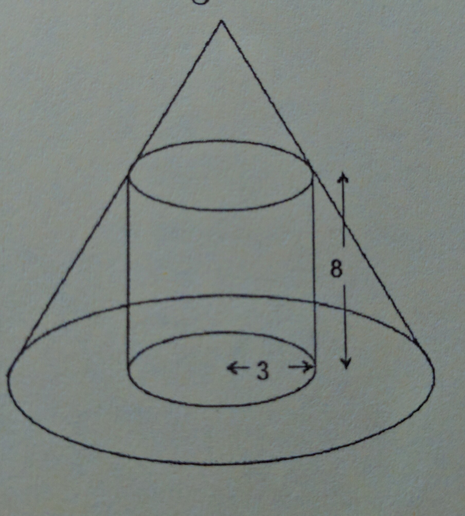 Solved A cone is circumscribed about a cylinder of height 8 | Chegg.com