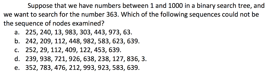 Solved Suppose that we have numbers between 1 and 1000 in a | Chegg.com