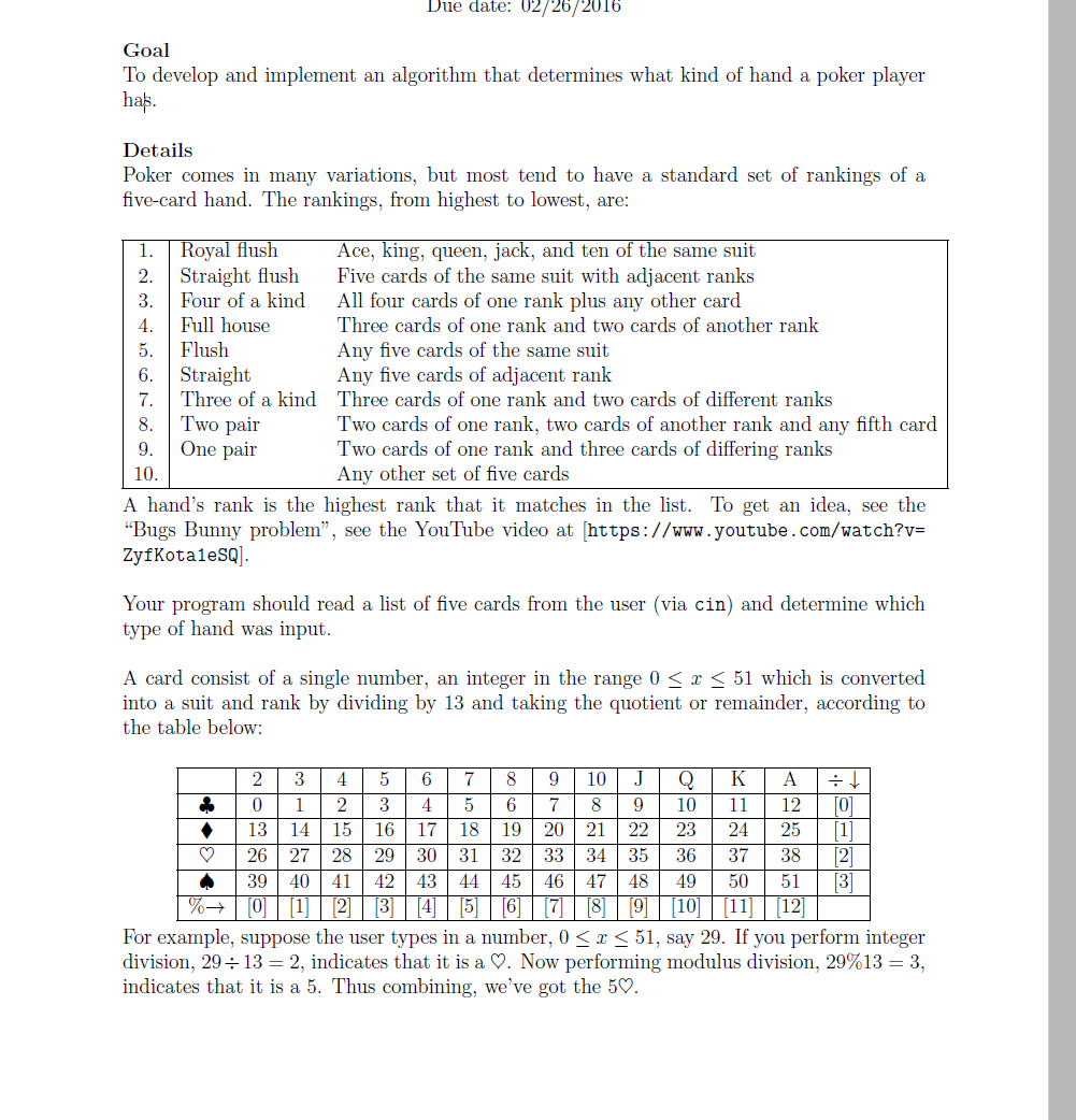 Solved Due date: 02/26/2016 Goal To develop and implement an | Chegg.com