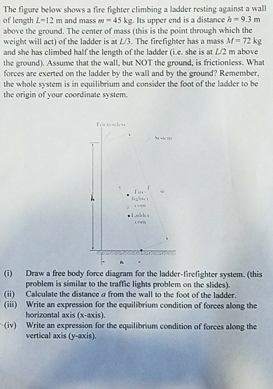 Solved The figure below shows a fire fighter climbing a | Chegg.com