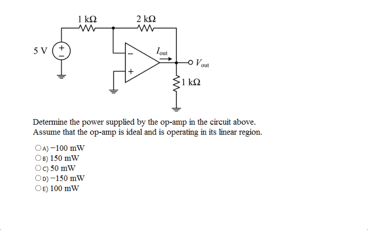 Solved Determine the power supplied by the opamp in the