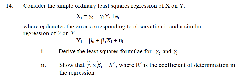 Solved Consider the simple ordinary least squares regression | Chegg.com