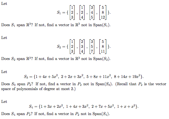 Solved Let 3 45 12 Does Si span R3? If not, find a vector in | Chegg.com