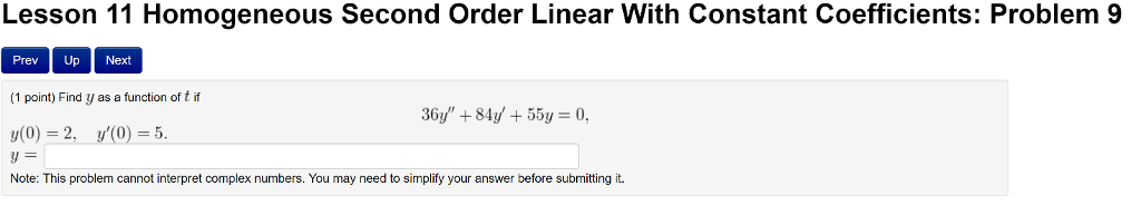 Solved Lesson 11 Homogeneous Second Order Linear With | Chegg.com