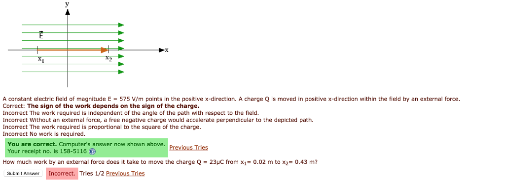 Solved A constant electric field of magnitude E = 575 V/m | Chegg.com