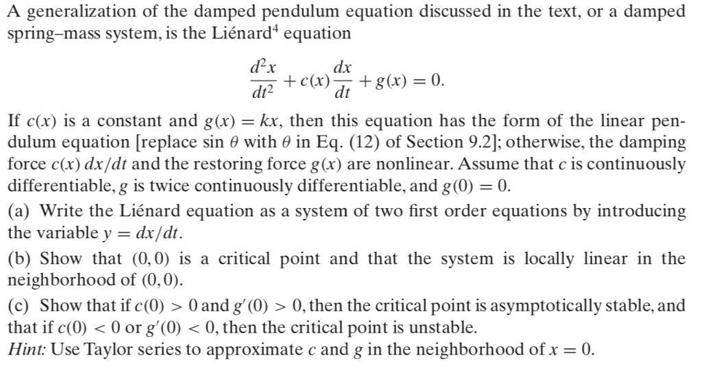 Solved A generalization of the damped pendulum equation