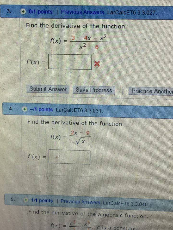 find the derivative of the function. f(x) = x   3 x