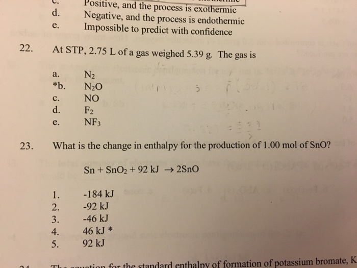 Solved At STP, 2.75 L of a gas weighed 5.39 g. The gas is