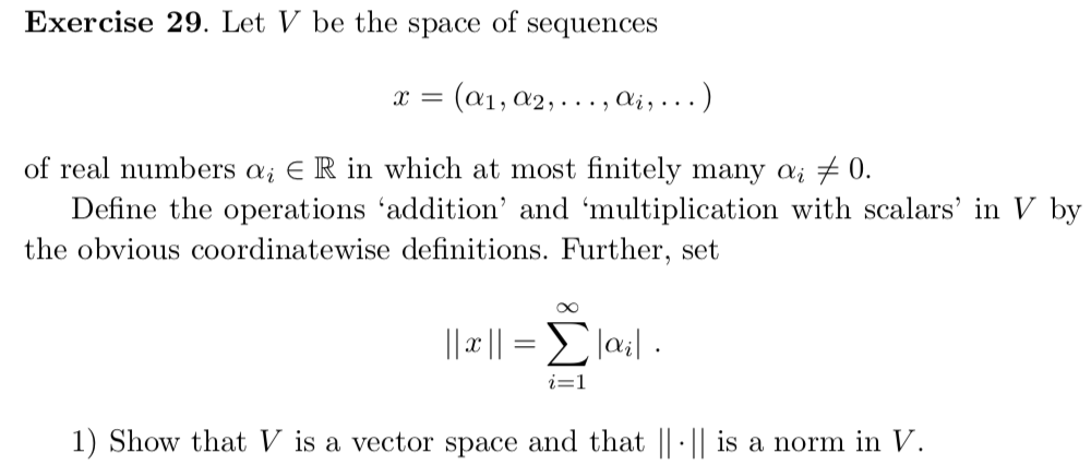 Solved Exercise 29 Let V Be The Space Of Sequences 22 E R Chegg