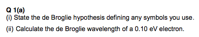 state de broglie hypothesis explain de broglie wavelength