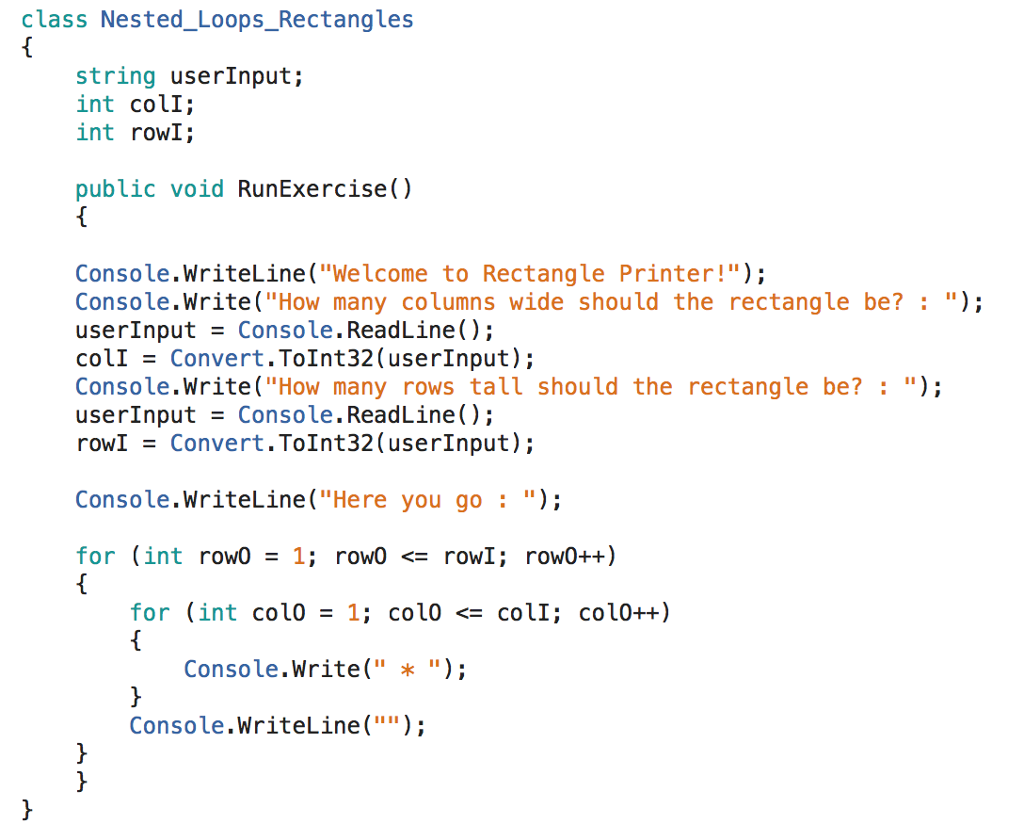 Solved How to make a hallow rectangle with asteriks in C#? | Chegg.com