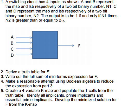 Solved A switching circuit has 4 inputs as shown. A and B | Chegg.com