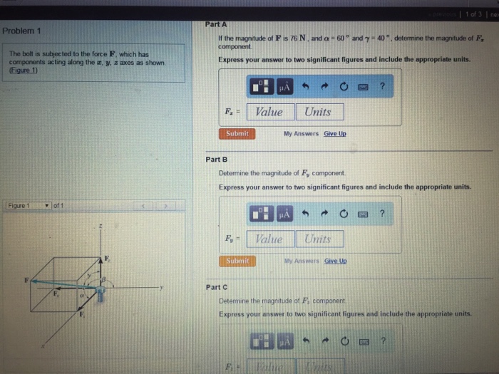 Solved The bolt is subjected to the force F. which has