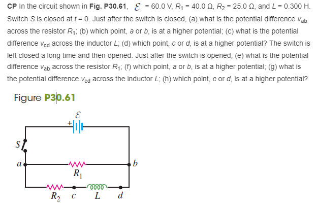 Solved CP In the circuit shown in Fig. P30.61. E-60.0V. R1 | Chegg.com