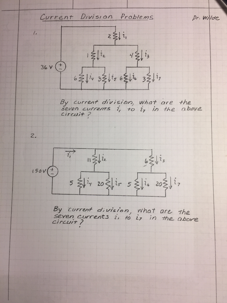 Solved urrent Division Problenm Pr. Wlde 36 v (+ By current | Chegg.com