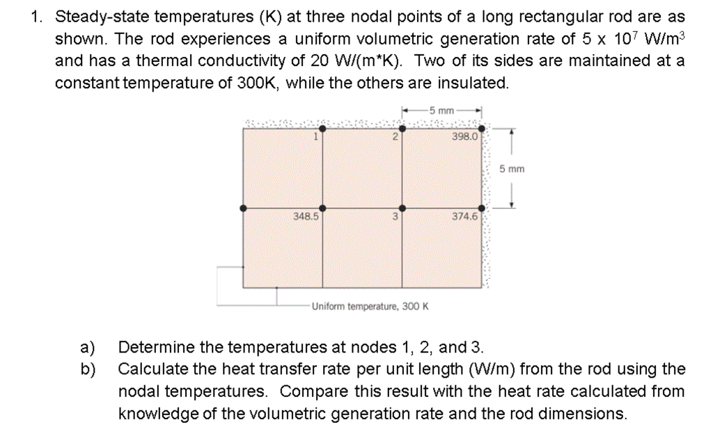 Solved 1. Steady-state temperatures (K) at three nodal | Chegg.com