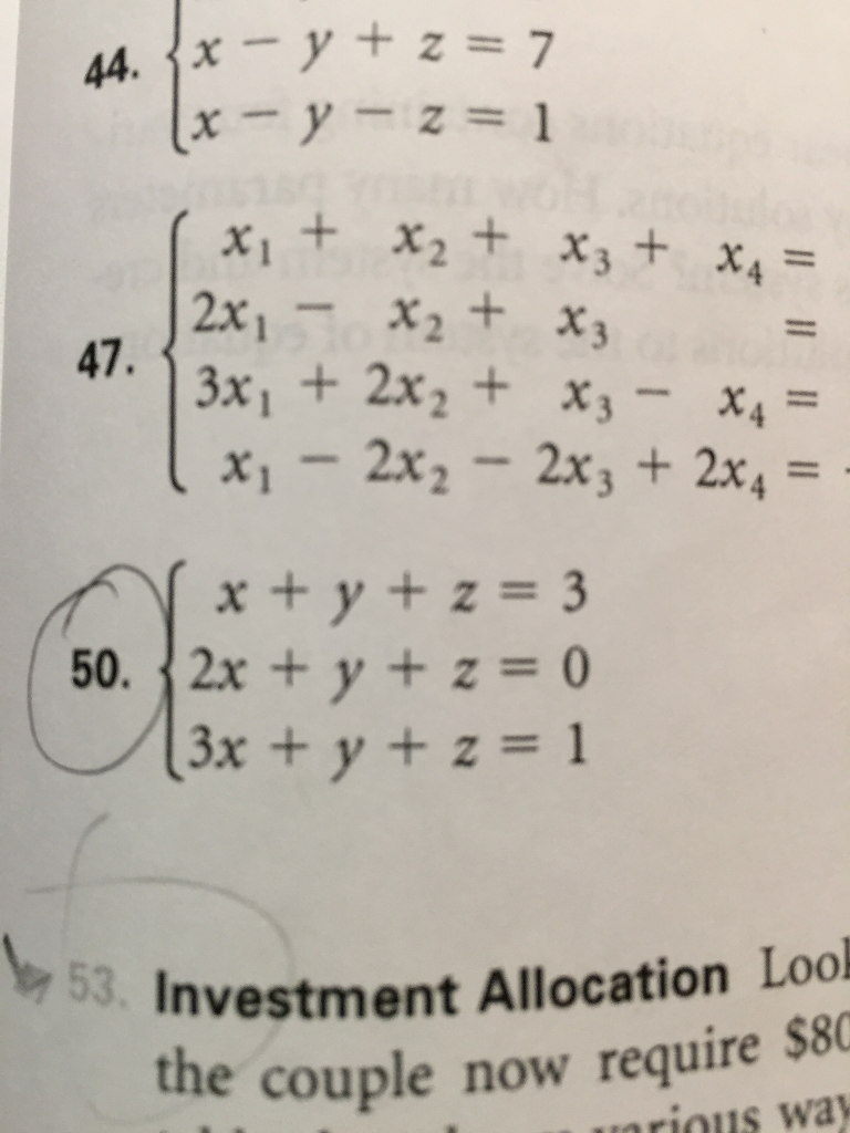Solved #50. solve the system of equations by finding the | Chegg.com